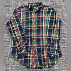 Ralph Lauren - Mens Medium Classic, Flannel Shirt Navy Green Red Plaid, (A1/027)